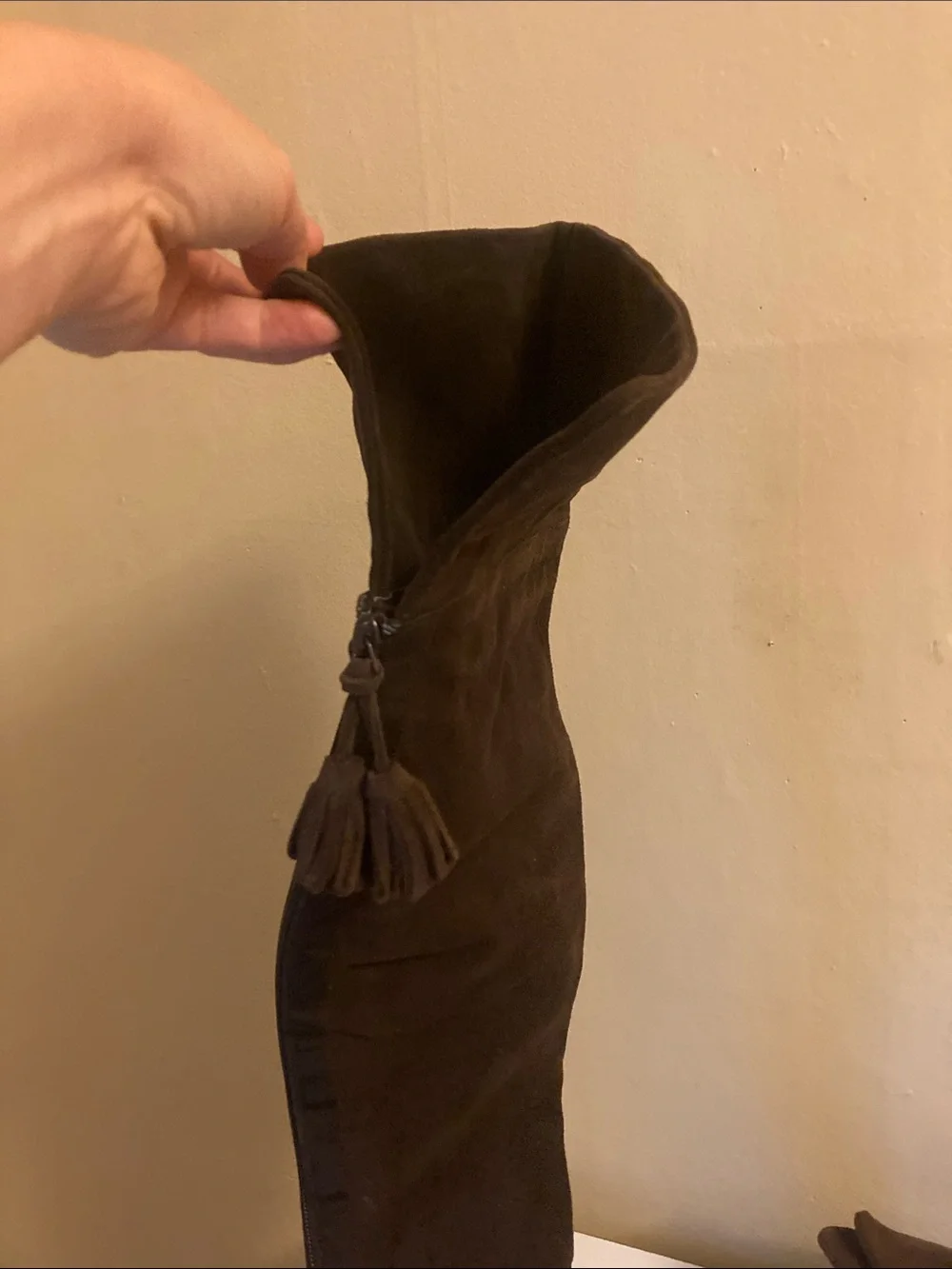 Juicy Couture Dark Brown Over-the-Knee Suede Wedge Boots